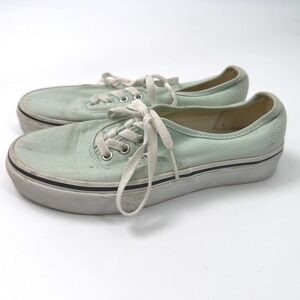 Vans Authentic Sneakers Women 6.5 Mint Green Canvas Skate Shoes Indie Boho